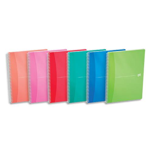 Cahier Oxford My Colours - reliure spirales - A4 - 180 pages - lign 7mm - couvertures polypro assorties