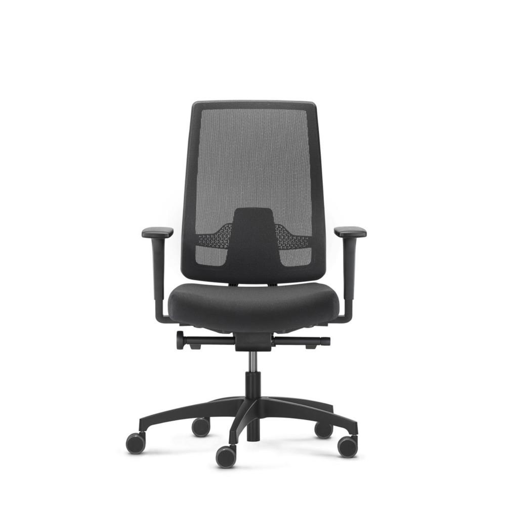 Fauteuil de bureau Indeed en tissu et dossier maille M1 - Hauteur rglable avec accoudoirs 2D - Noir