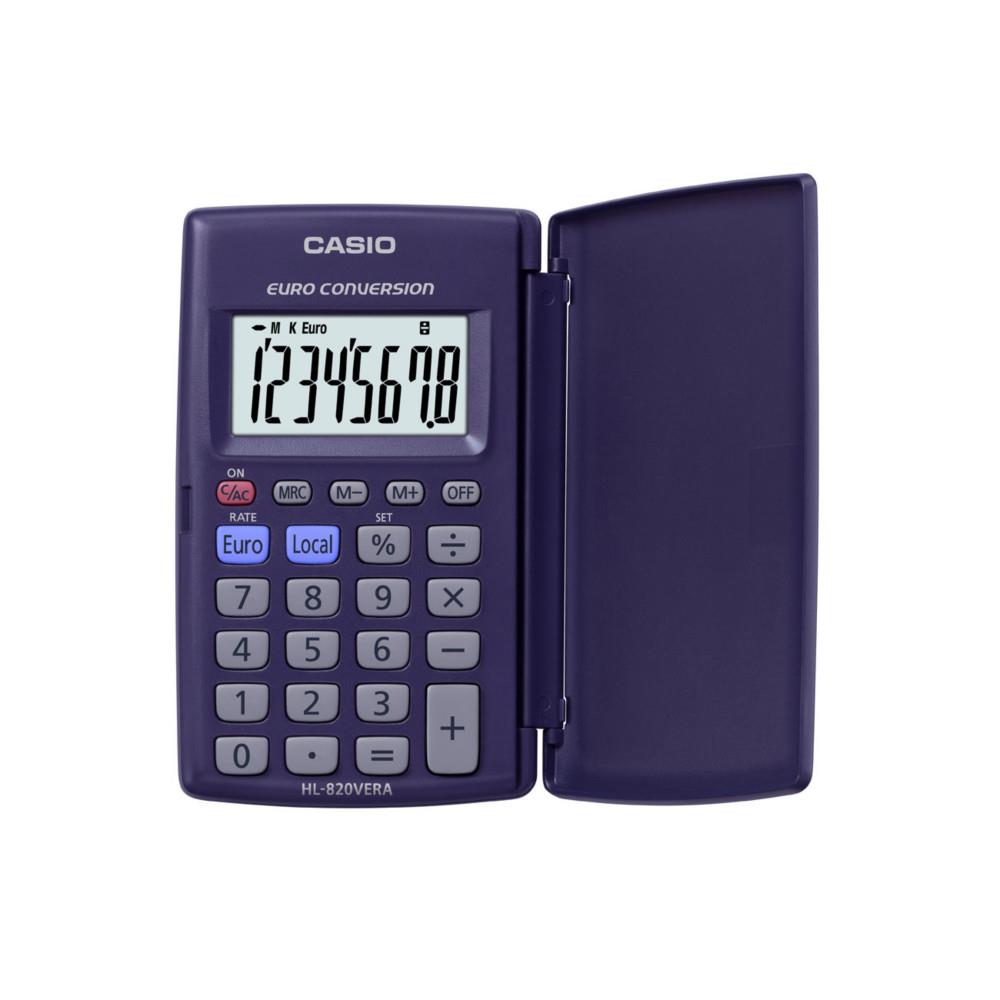 Calculatrice de poche Casio HL-820VERA - 8 chiffres grand cran avec pourcentage + conversion Euro