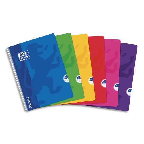 Cahier Oxford Openflex  spirales - A4 - 100 pages seys - couvertures assorties - indchirable - ouverture 360