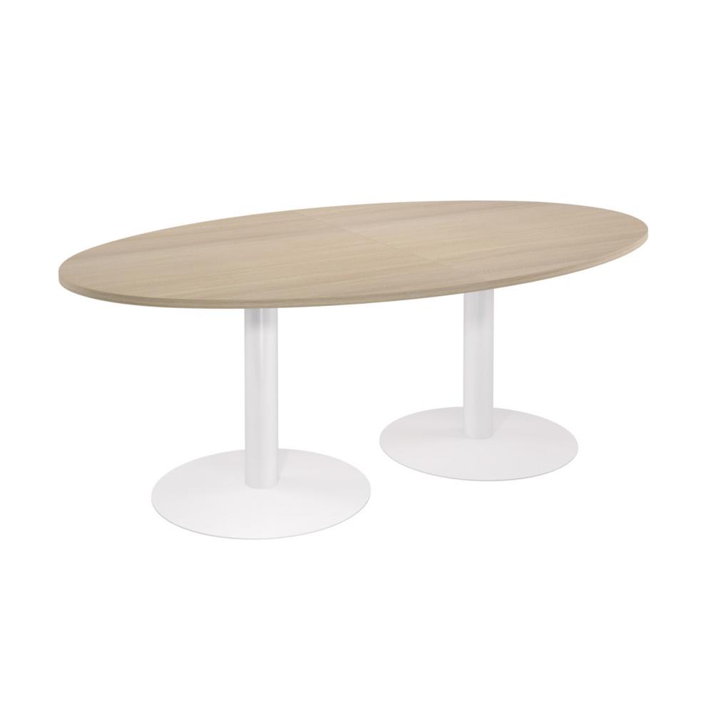 Table Modulaire ovale - pitement tulipe blanc - plateau chne
