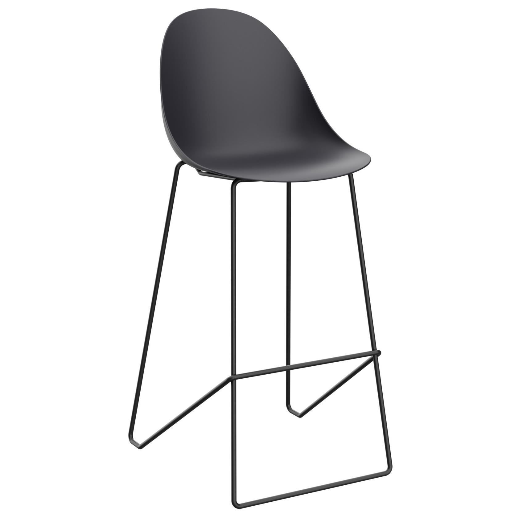 Tabouret haut Tim - polypropylne et pitement mtal Noir - Lot de 2