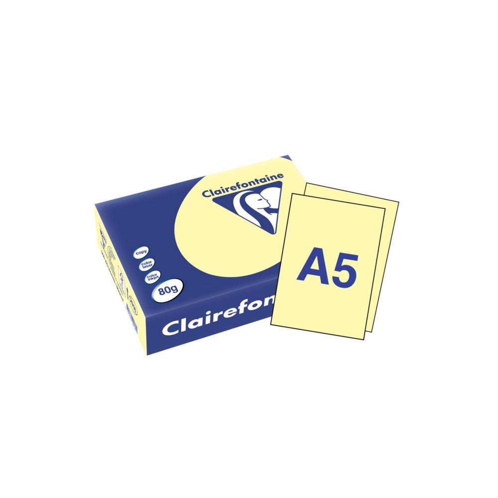 Papier A5 Clairefontaine couleur Troph�e - 80g - Ramette de 500 feuilles - Jaune Canari