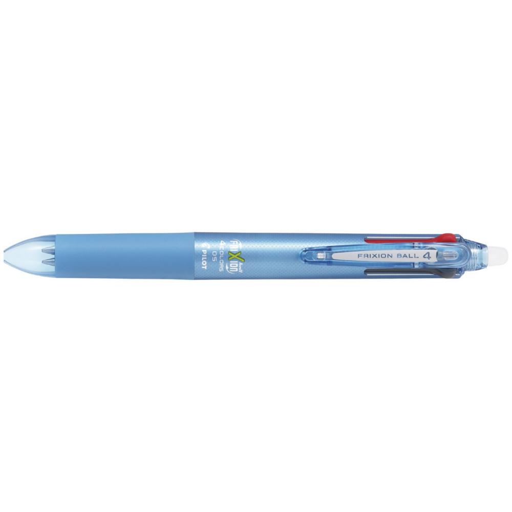Stylo FriXion Ball Pilot 4 couleurs Pilot roller encre gel effa�able et rechargeable - Pointe fine - Corps bleu