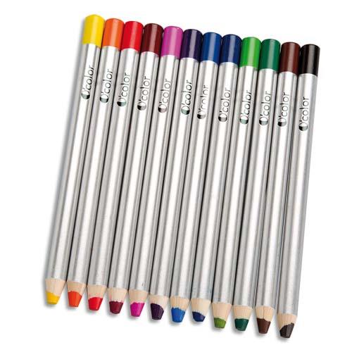 Bote 12 crayons coul gros module pour ardoises et tableau effaables  sec 180X12 mm, mine 8 mm