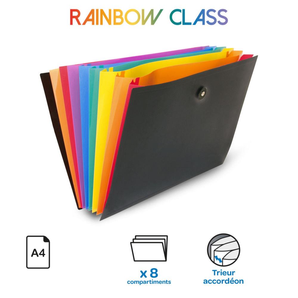 Trieur valisette Viquel Rainbow Class en polypropylne - 8 compartiments A4 extensibles - Multicolores