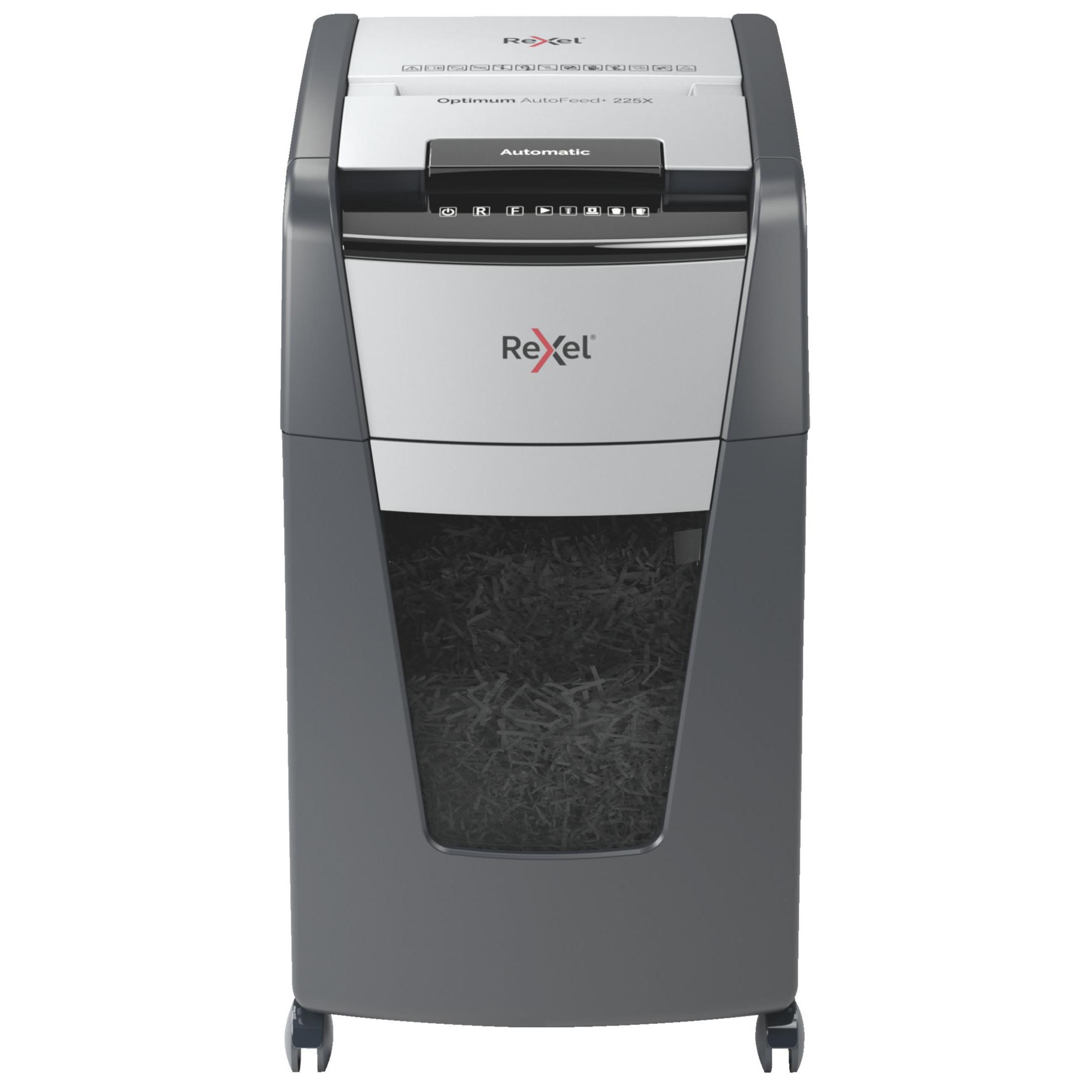 Rexel optimum autofeed+ 225x destructeur de papier destruction croise 55 db 23 cm noir, gris
