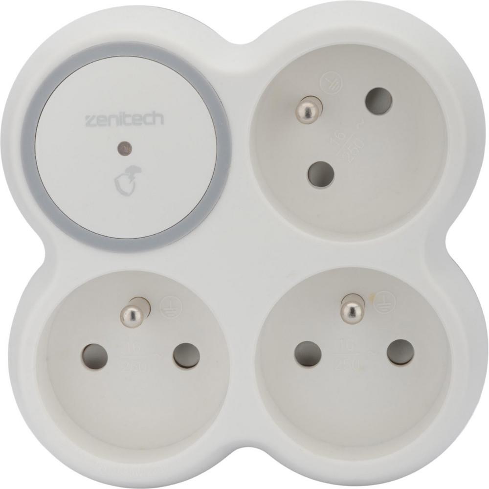 Multiprise murale Zenitech Bloc de 3 prises secteur Parafoudre BOLEA - Triplite 16A blanche