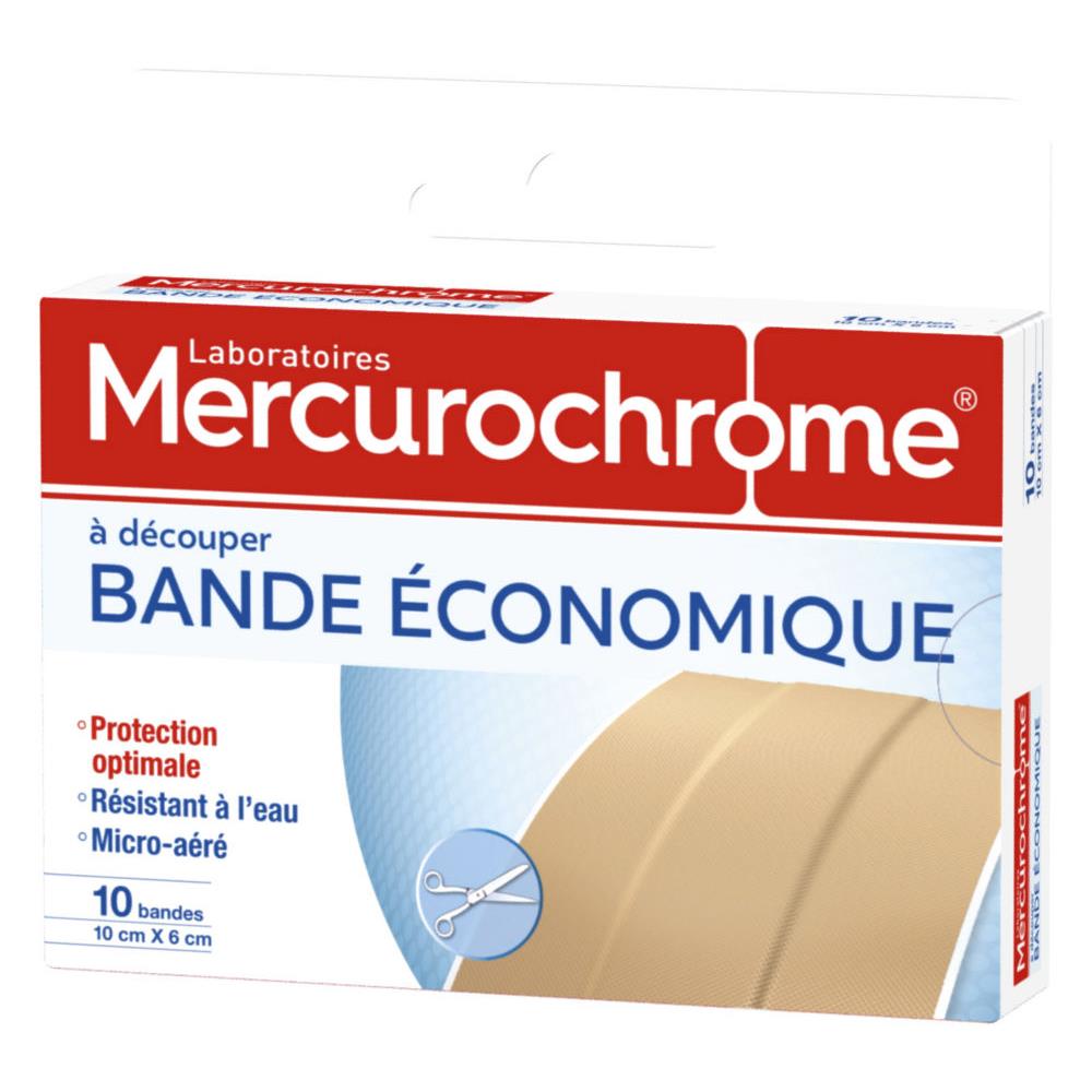 Bandes de pansement  dcouper  Mercurochrome - 10x6cm - bote de 10