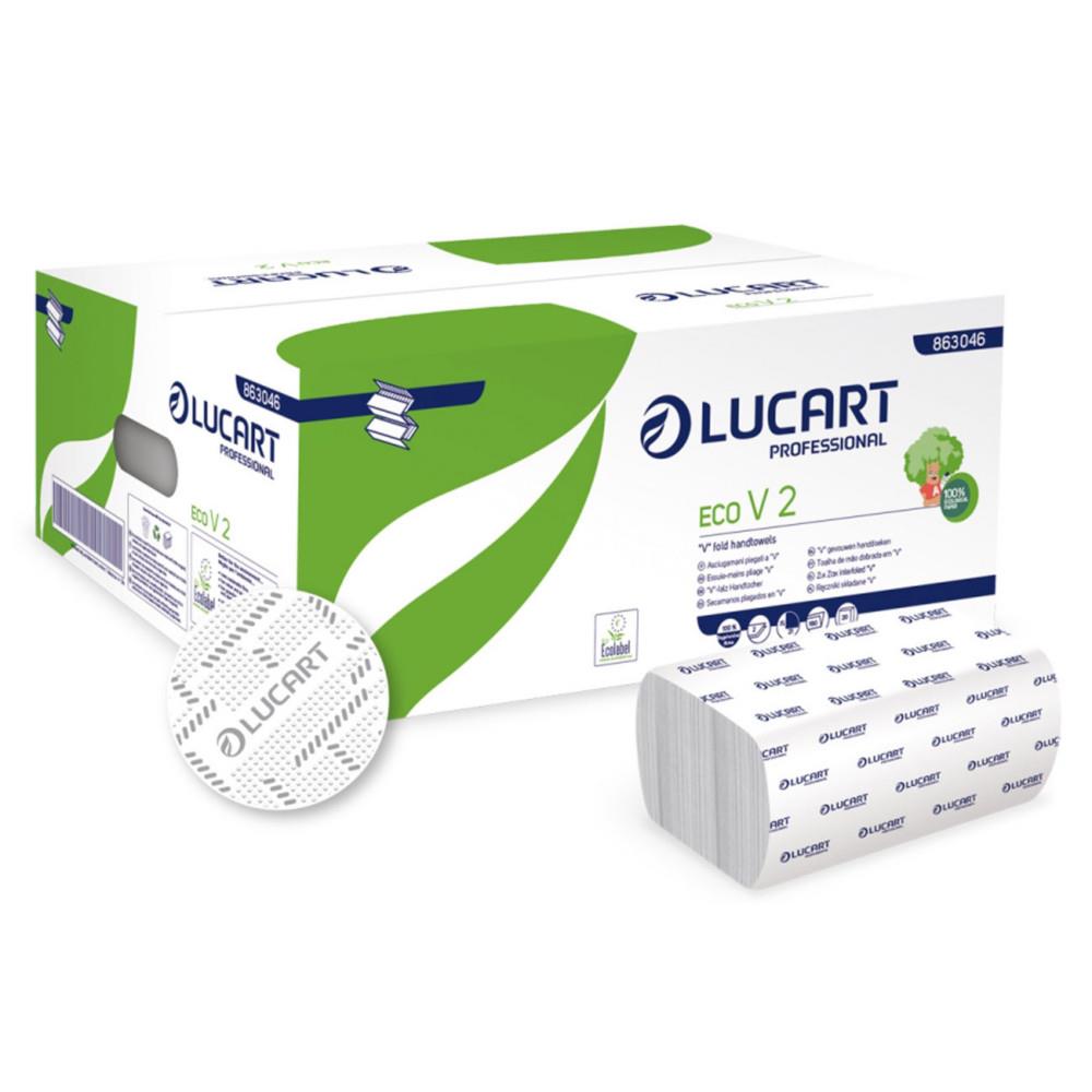 Essuie-mains Blanc Lucart double �paisseur - Lot de 20 paquets de 3800 feuilles