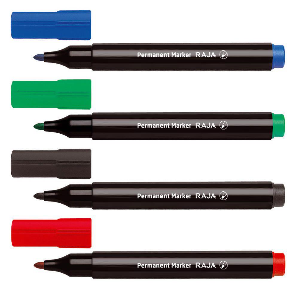 Marqueur permanent - pointe ogive 3 mm - assortis - paquet 4 units