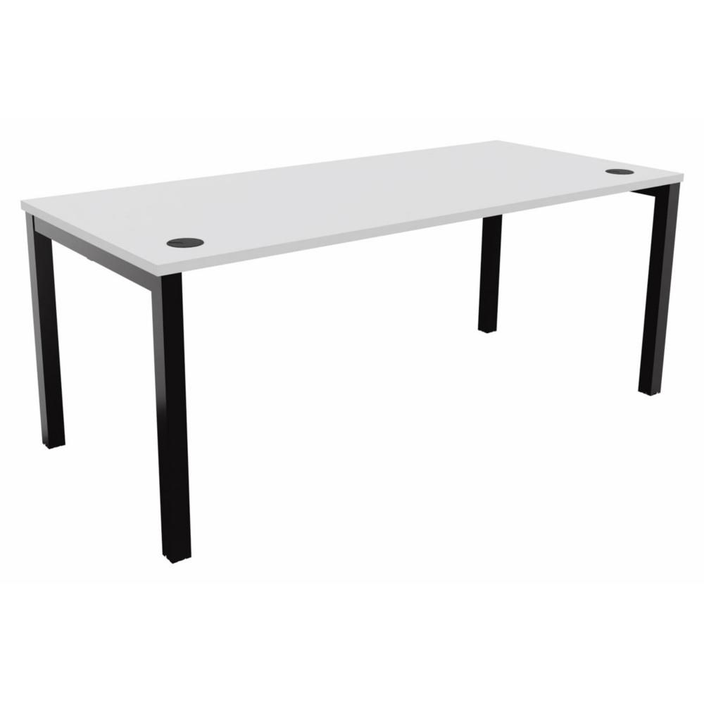 Bureau Osmose avec obturateurs L180 x P80 - Plateau Blanc - Pieds mtal Noir