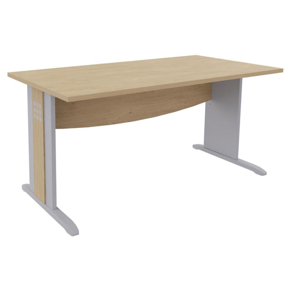 Bureau droit Boreal L 140 x P 80 cm - Plateau Ch�ne - Pieds L Aluminium
