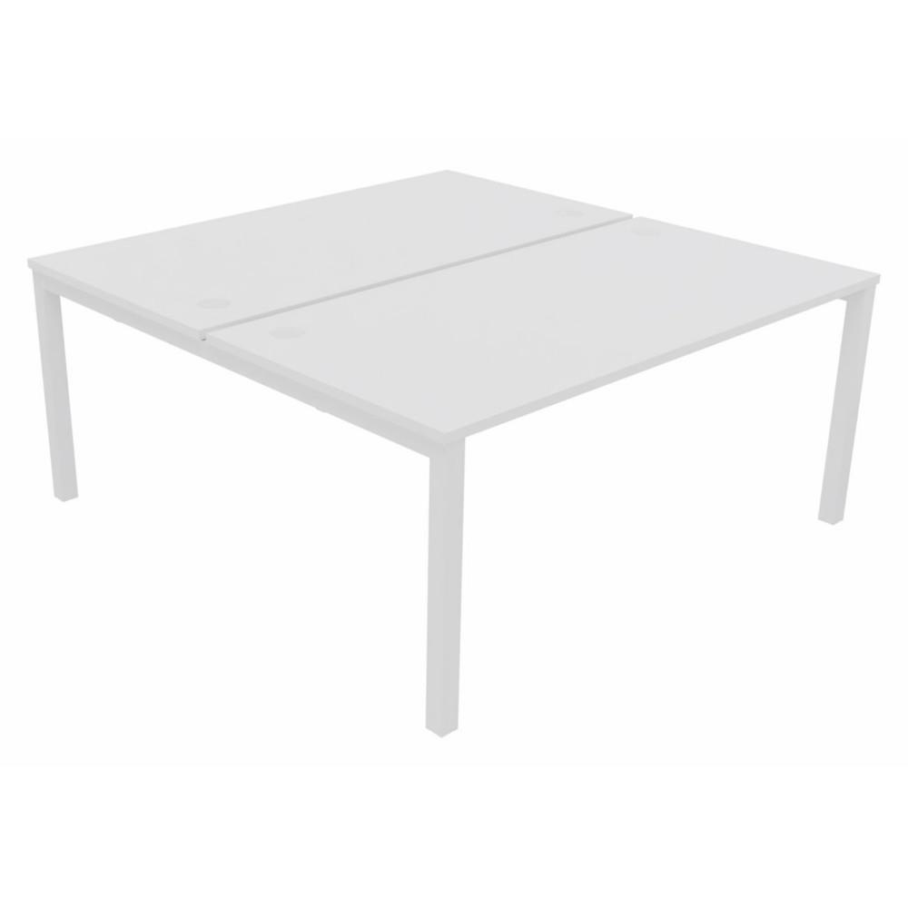 Bureau bench 2 postes Osmose d�part L160 x P163 cm Plateaux Blanc Pieds m�tal Blanc