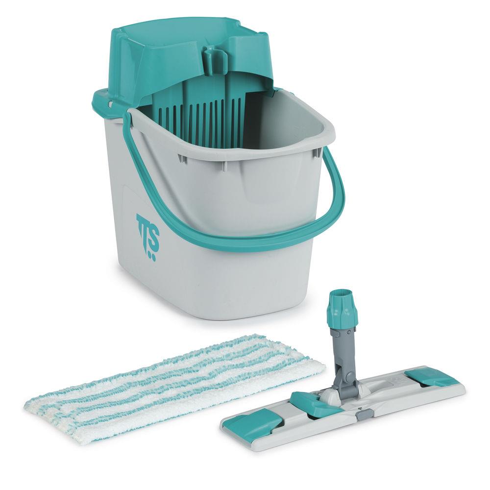Kit seau TTS Uni Junior 14L et frange 35 cm - Gris / bleu