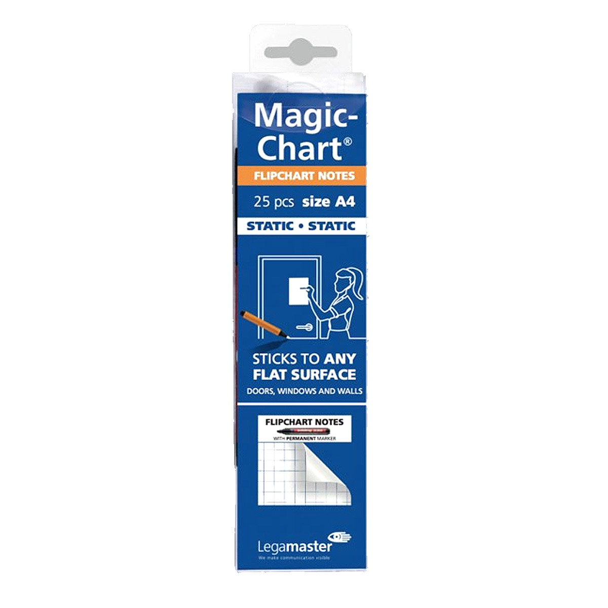 Feuilles d'criture lectrostatiques quadrilles Legamaster pour tableau de confrence Magic-Chart 600 x 800 mm - 25 feuilles et 1 marqueur permanent Edding 330 - rouleau 25 feuilles