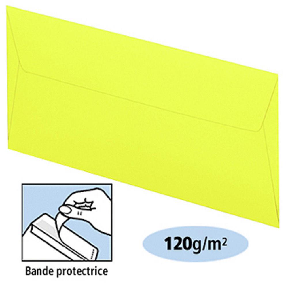 Enveloppe couleur Clairefontaine Pollen - format postal DL - 110 x 220 mm - 120 g/m bande auto-adhsive - jaune soleil - paquet 20 units