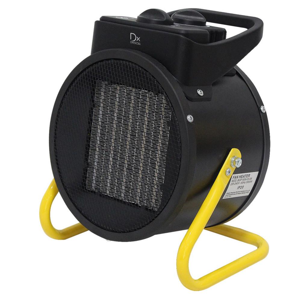 Chaffage Canon Dx Drexon � chaleur c�ramique soufflant SPIRO 3000 W - Inclinable avec poign�e de transport - Noir