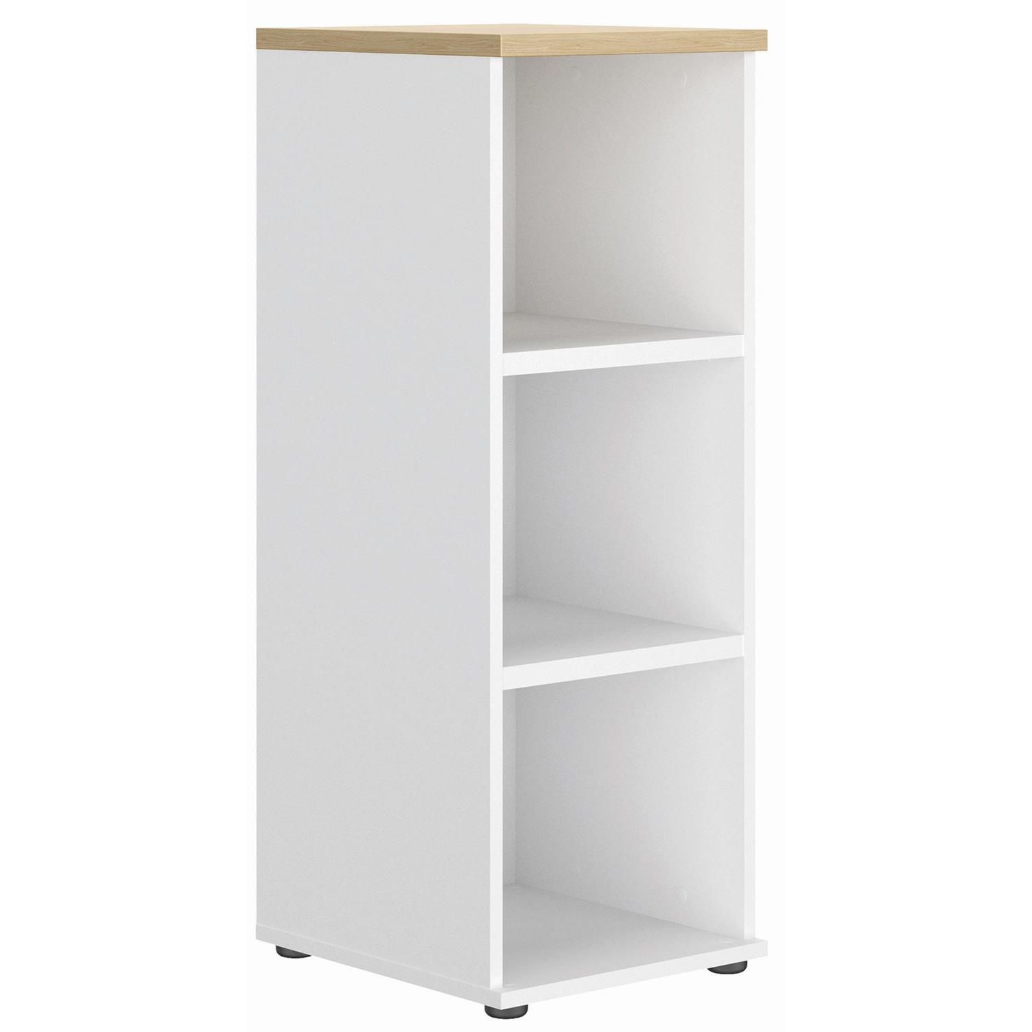Meuble bas de rangement sans porte Odyssée 3 niches H109 cm Chêne