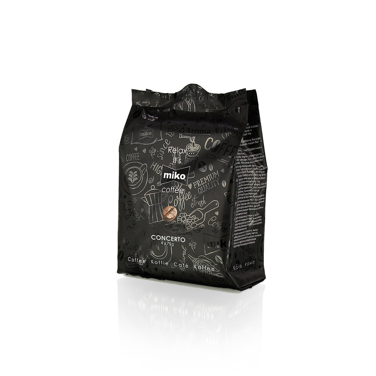 Doses de caf Concerto 50% arabica 50% robusta pour machine Miko Caf - carton de 48