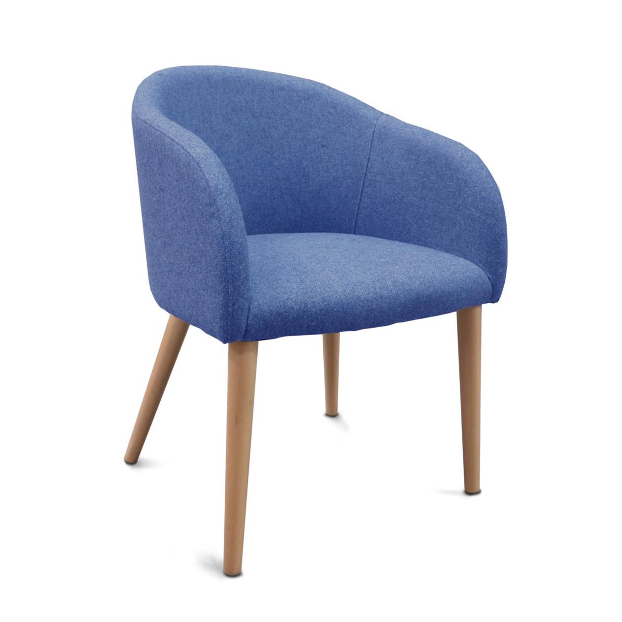 Fauteuil de runion et visiteur Isis en tissu bleu pieds bois