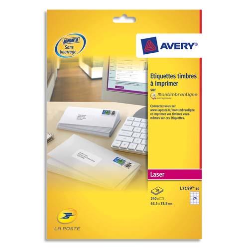 Etiquettes laser Avery L71159 - 63,5 x 33,9mm - blanc - pochette de 240 tiquettes