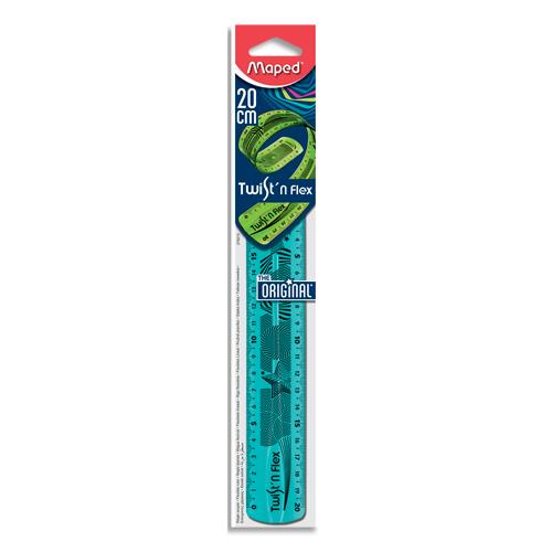 Rgle plate Maped Twist 'N Flex en plastique souple - 20 cm - coloris assortis