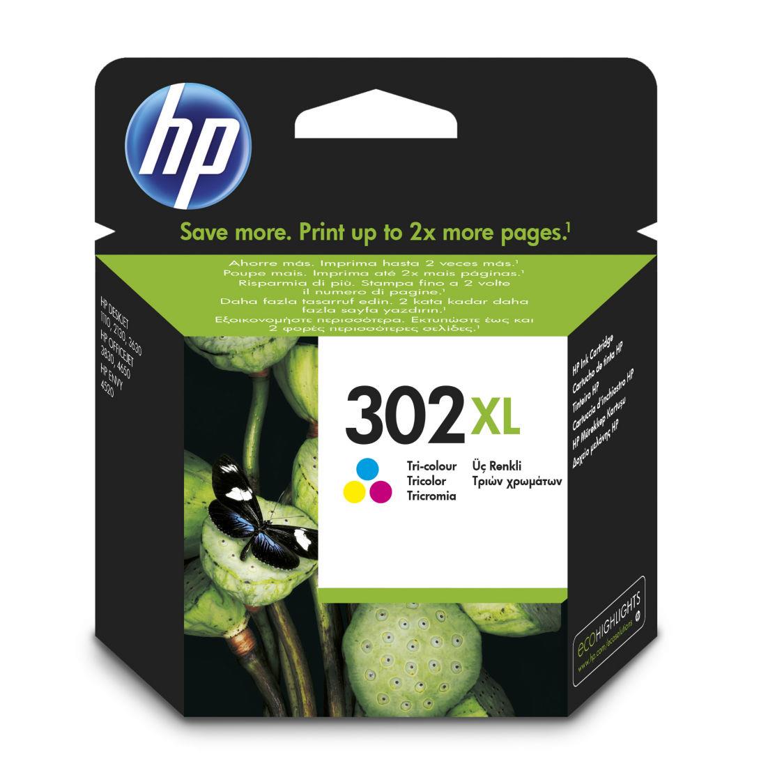Cartouches pour imprimantes - Hp 302xl cartouche d'encre trois couleurs grande capacit authentique