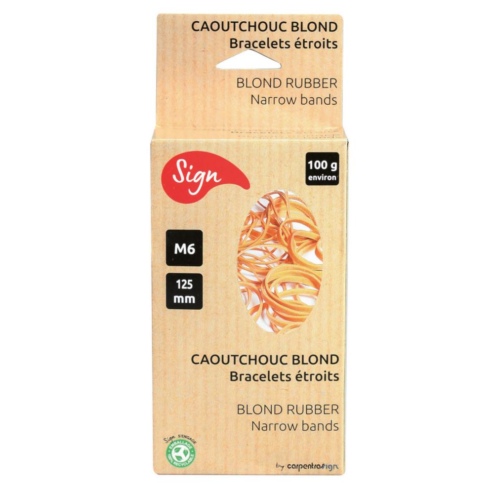 Elastique 125 x 1,5 mm Sign en caoutchouc blond de qualit� sup�rieure - Bo�te de 100 g