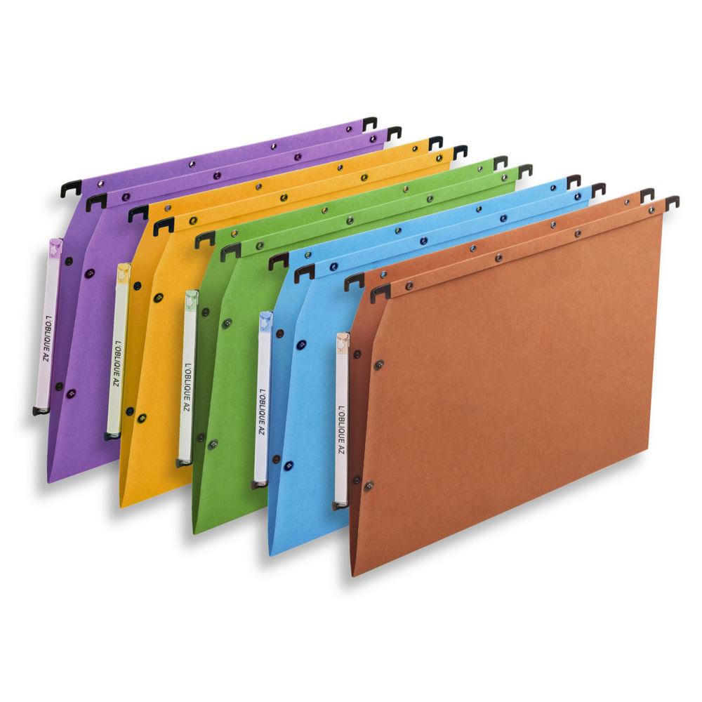 Dossiers suspendus AZV en carte Canson coloris assortis - pour armoire - fond V - lot de 25