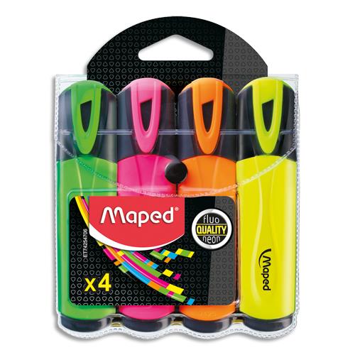 Surligneur Maped Fluo'peps classic - sous pochette - vert, rose, jaune, orange