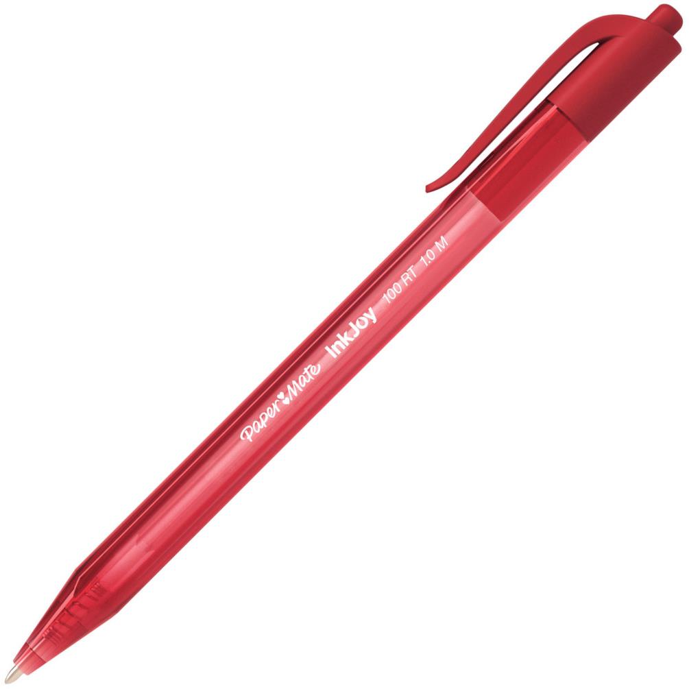 Stylo bille Papermate INKJOY 100 - rtractable - pointe moyenne - encre ULV rouge