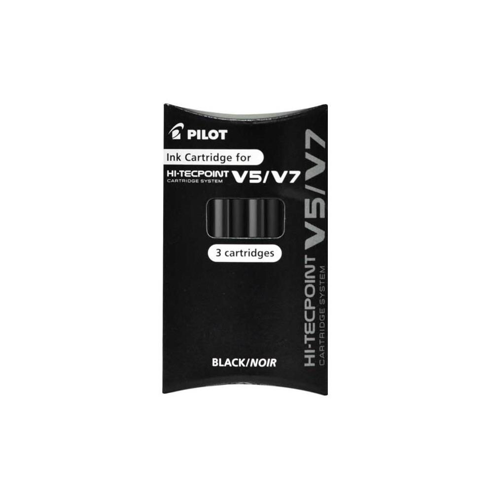 Pochette de 3 recharges pour Pilot HI-TECPOINT Begreen V5/V7 - encre noire