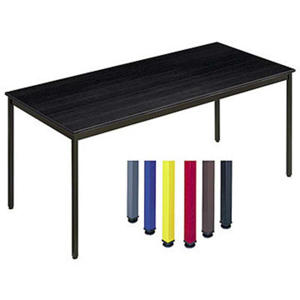 Table polyvalente rectangle - L 180 x P 80 cm - plateau noir - pieds noirs