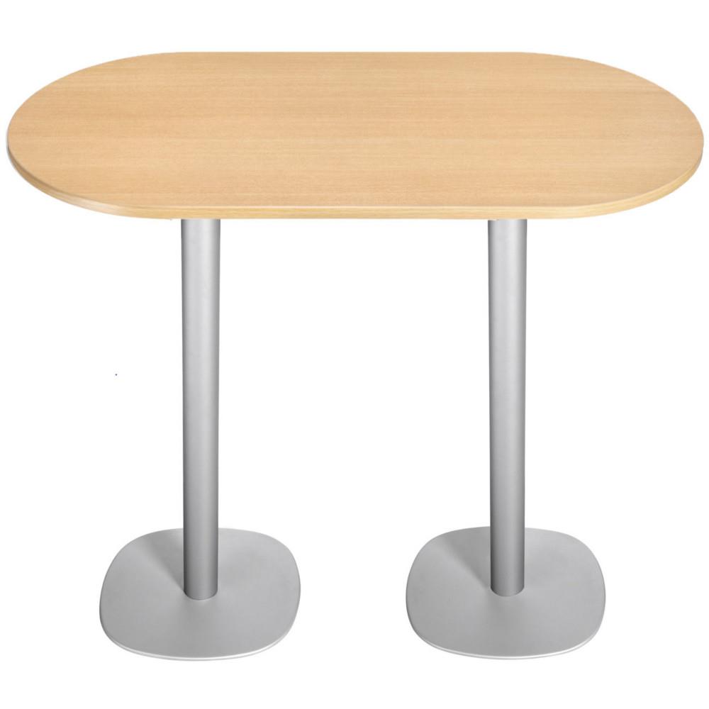 Guridon Cafteria Ylang ovale pied fonte H 110 cm - Plateau Htre 120 x 70 cm - Pied Alu