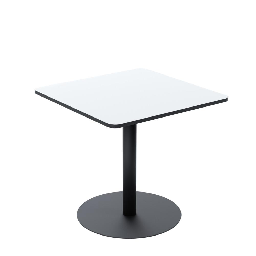 Table de restauration carr�e Mezzo - plateau stratifi� blanc - 80 x 80 cm - pied central en acier noir