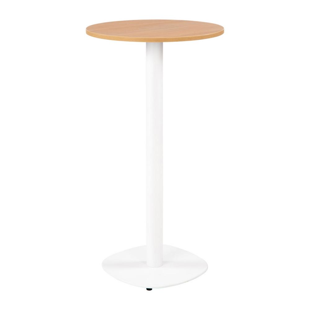 Guridon Cafteria Ylang rond pied fonte H 110 cm - Plateau Chne 60 cm - Pied Blanc