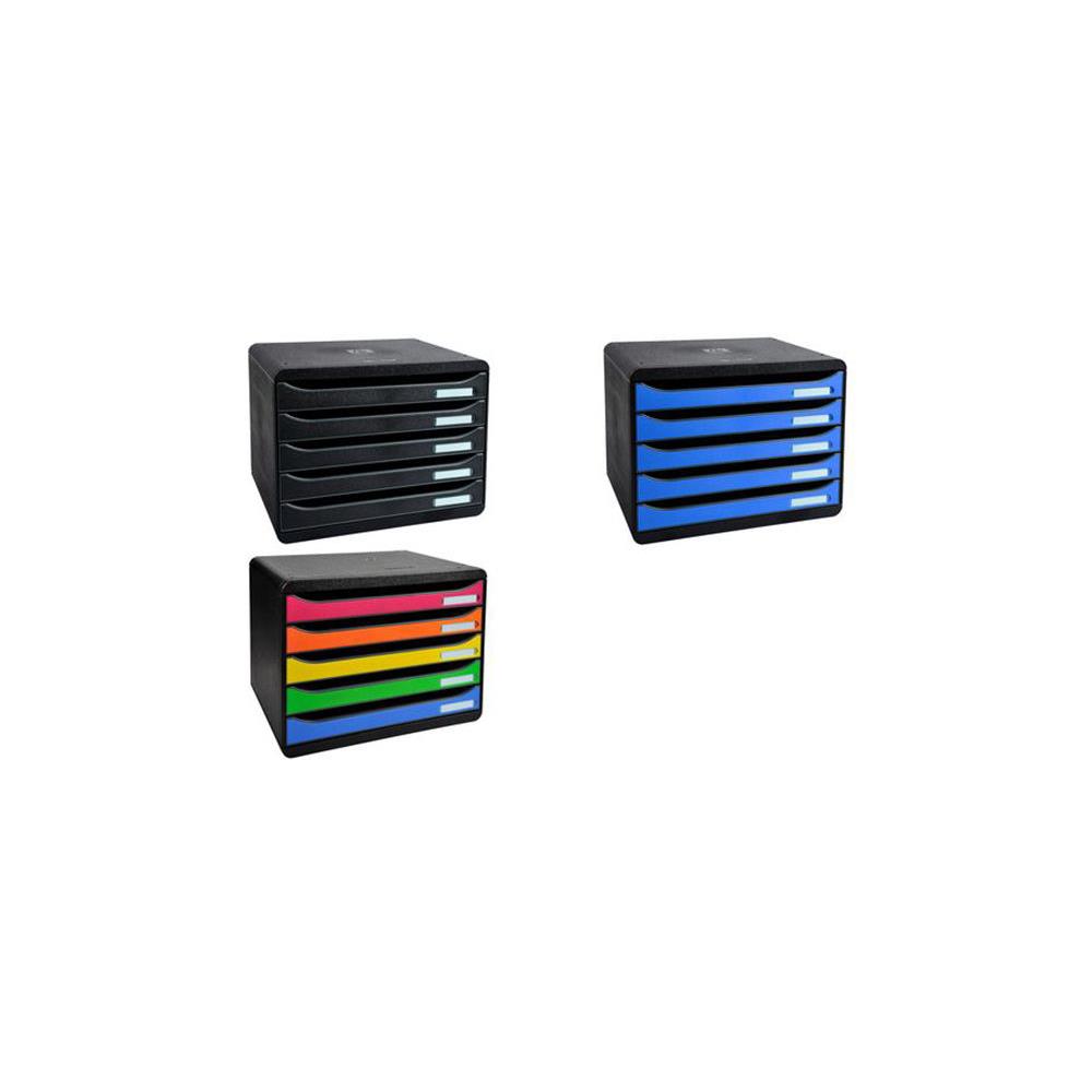 Module de classement Exacompta Big Box - 5 tiroirs - L27 x H27,1 x P35,5 cm - noir/multicolore