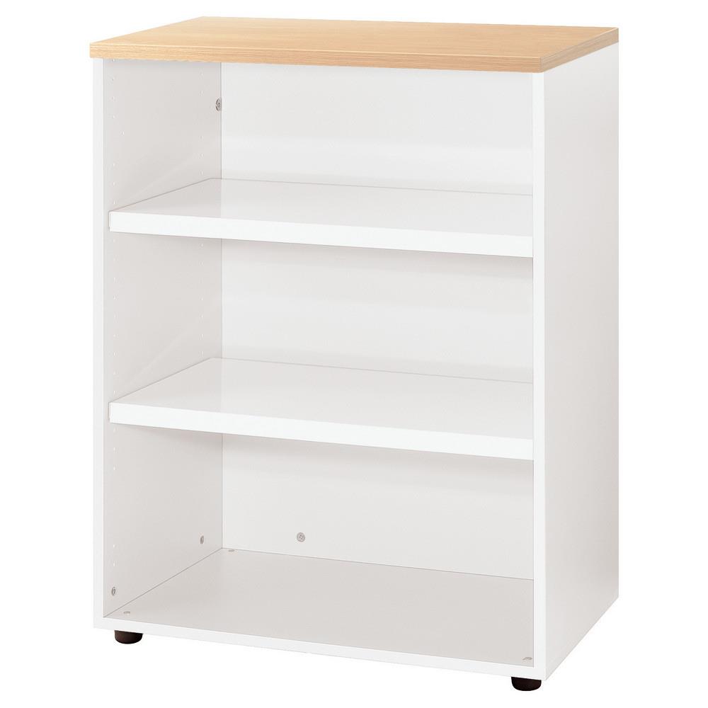 Meuble mi-hauteur Tempo sans portes - H102 x L 80 x P 47 cm - corps blanc - top htre