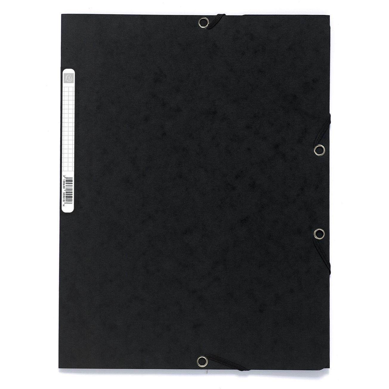 Chemise Exacompta 3 rabats et lastique - carte lustre 5/10e - 400gr - Format 24x32cm - Coloris noir