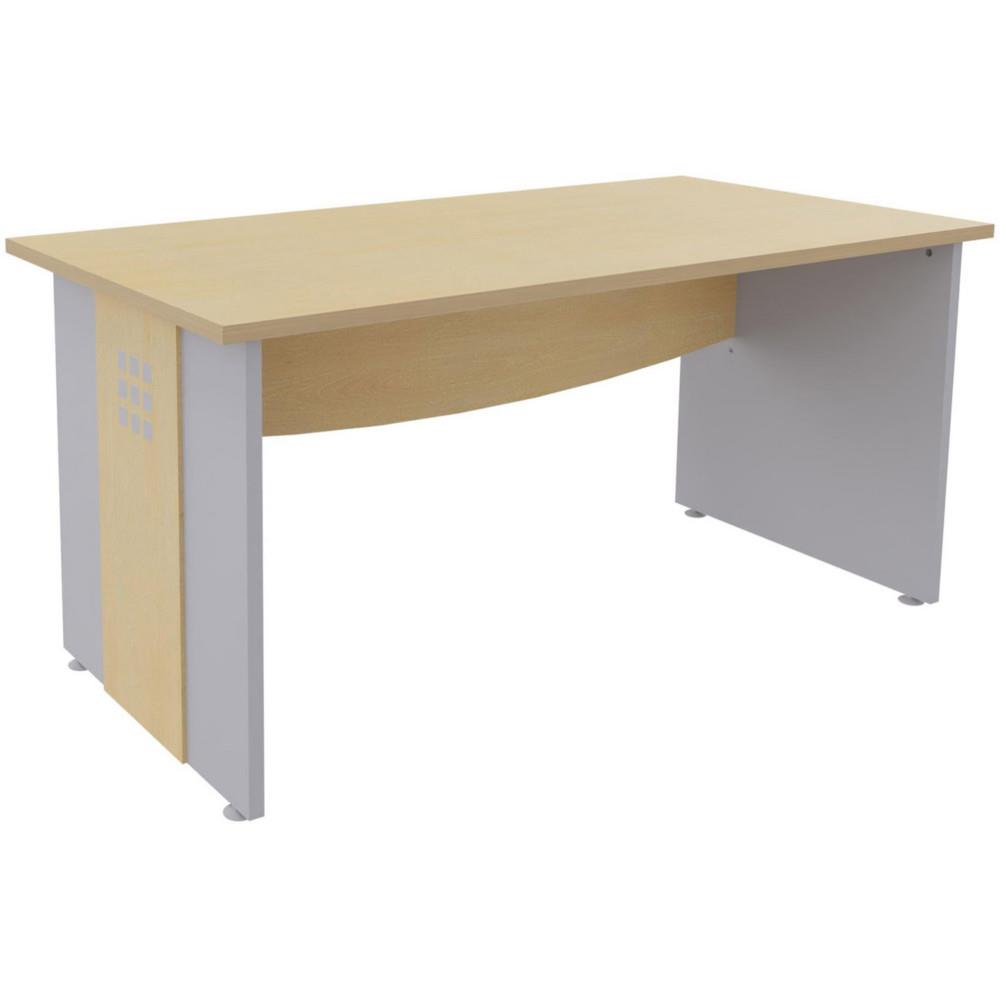 Bureau droit Boreal - L 120 x P 80 cm - plateau htre - pieds pleins aluminium