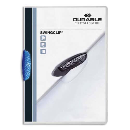 Chemise de prsentation  clip Swingclip Durable - clip pivotant bleu translucide - format 22 x 31 cm - 30 feuilles