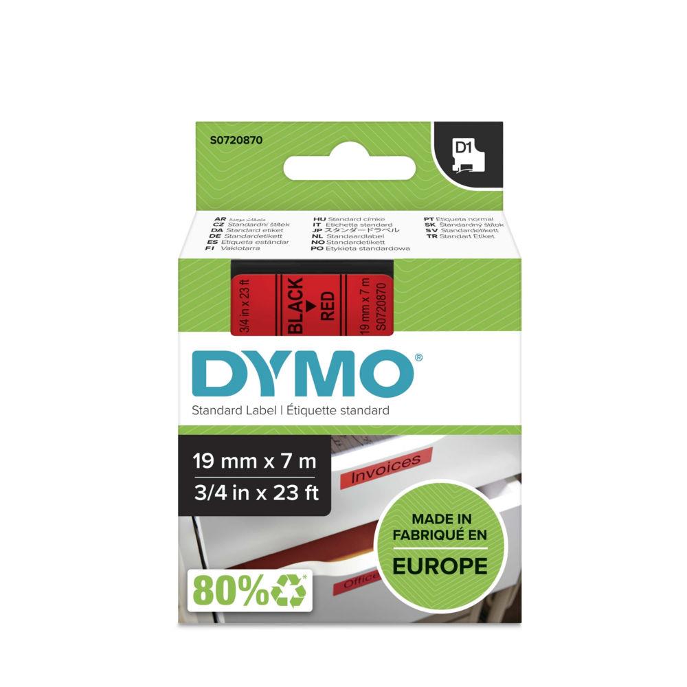 Ruban Dymo D1 - 45807 - Ruban noir/rouge - 19 mm x 7 m