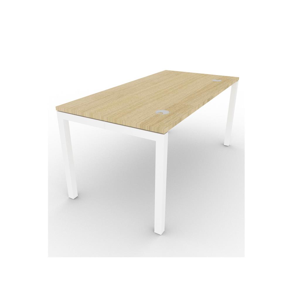 Bureau droit - gamme Fenix - L160 x P80 x H72 cm - plateau chne - pieds blancs