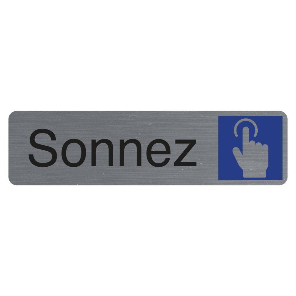 Plaque signaltique adhsive Exacompta Sonnez - Rectangle Gris / Bleu