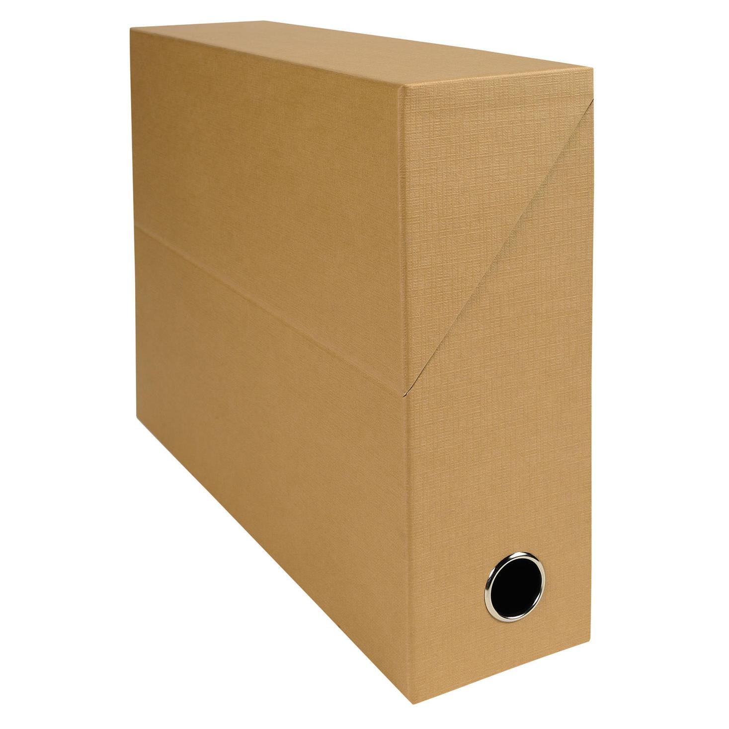 Bote de transfert Exacompta - en carton rigide recouvert de papier toil - dos 9 cm - havane