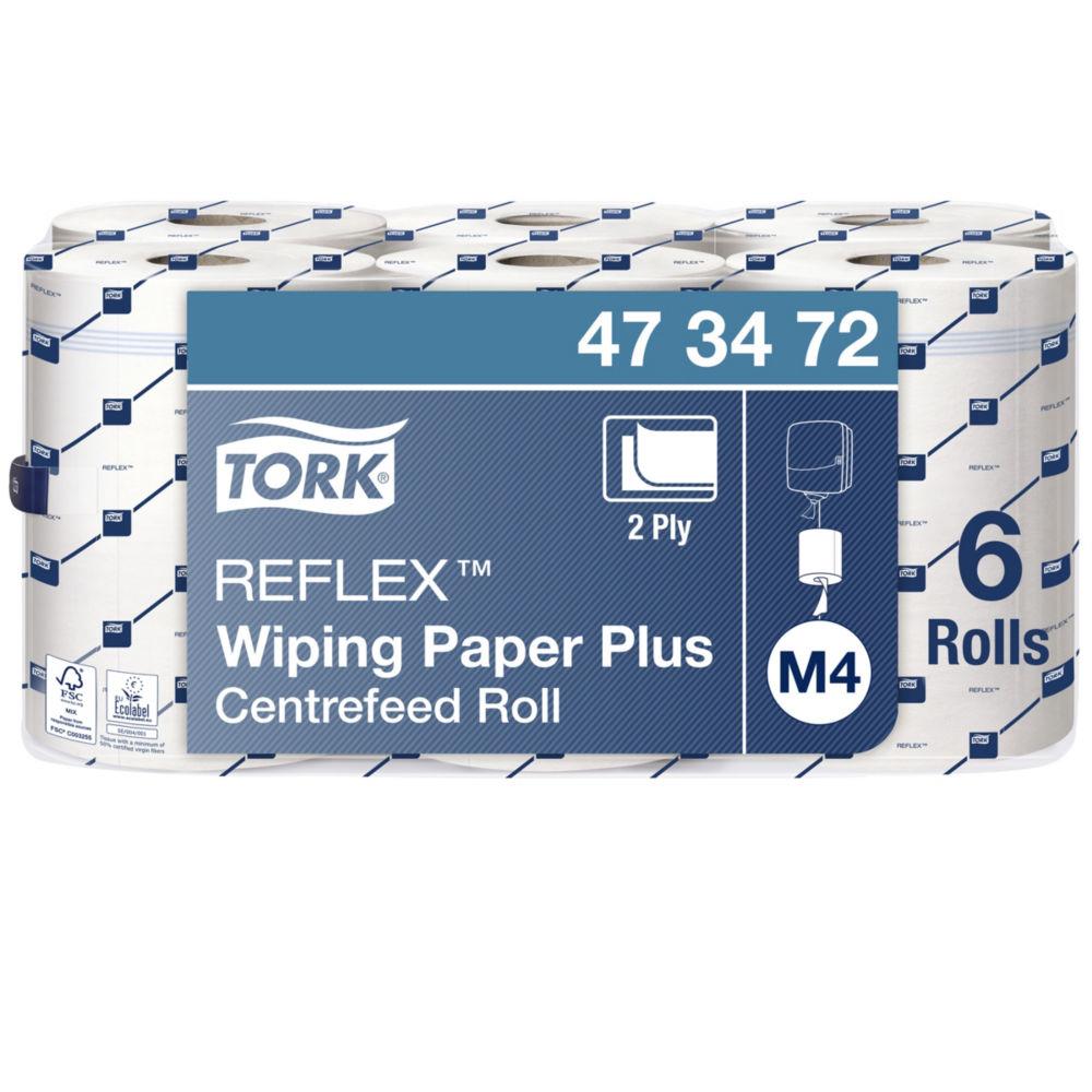Bobine d'essuie mains Tork Maxi-Reflex  - 473472 - 450 formats - 2 plis - lot de 6 bobines - pour TORK M4