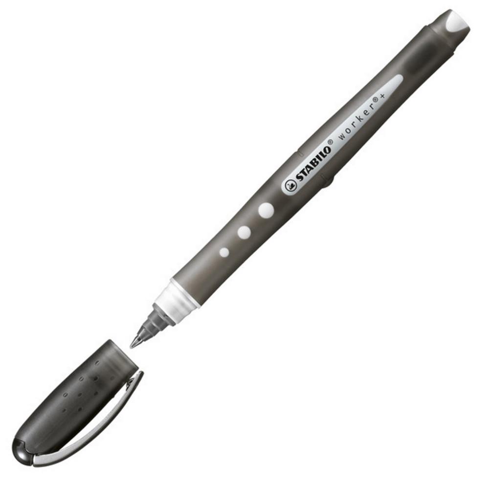 Roller Stabilo Worker Colorful - grip intgral - pointe moyenne 0,5 mm - noir