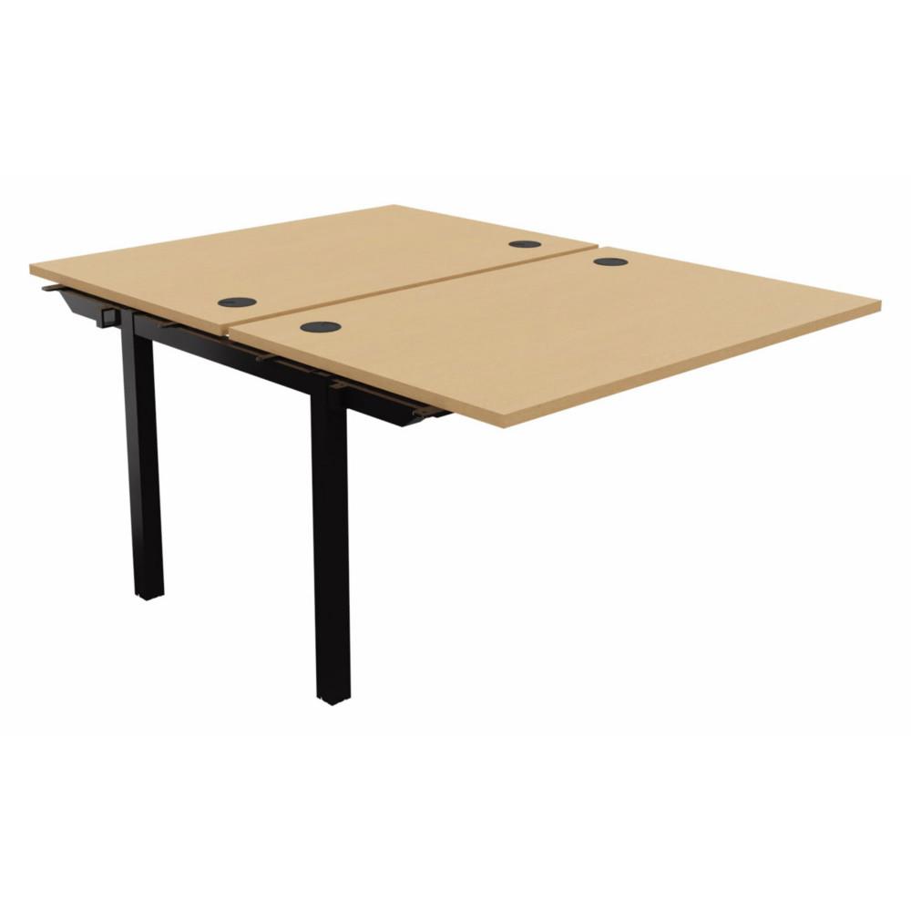 Bureau bench 2 postes Osmose suivant L120 x P163 cm Plateaux Htre Pieds mtal Noir