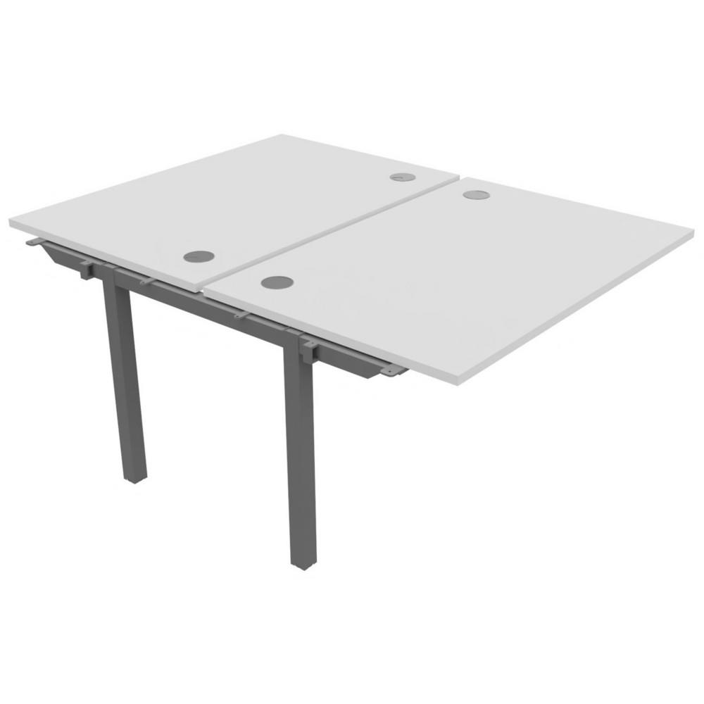 Bureau bench 2 postes Osmose suivant L120 x P163 cm Plateaux Blanc Pieds mtal Aluminium